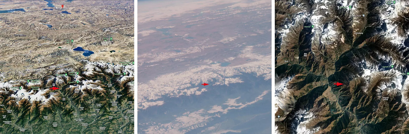Google Earth geen UFO te zien in Himalaya gebergte